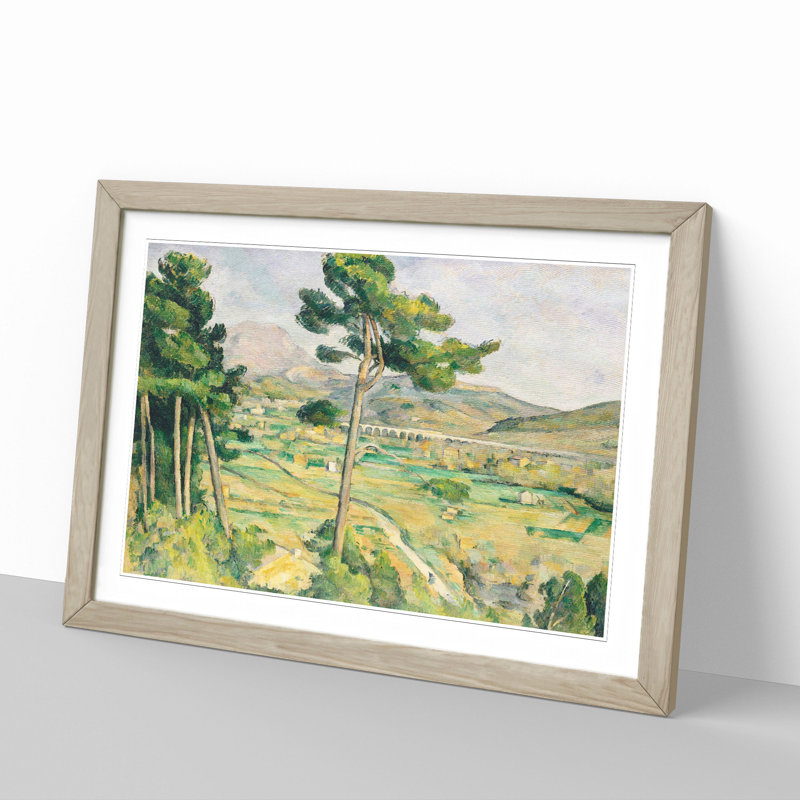 Mont Sainte-Victoire Viaduct by Paul Cezanne - Picture Frame Painting, 36cm H x 48cm W x 2cm D, Oak