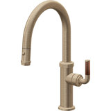 Pull-Down Kitchen Faucet With Button Sprayer - Low Arc Spout