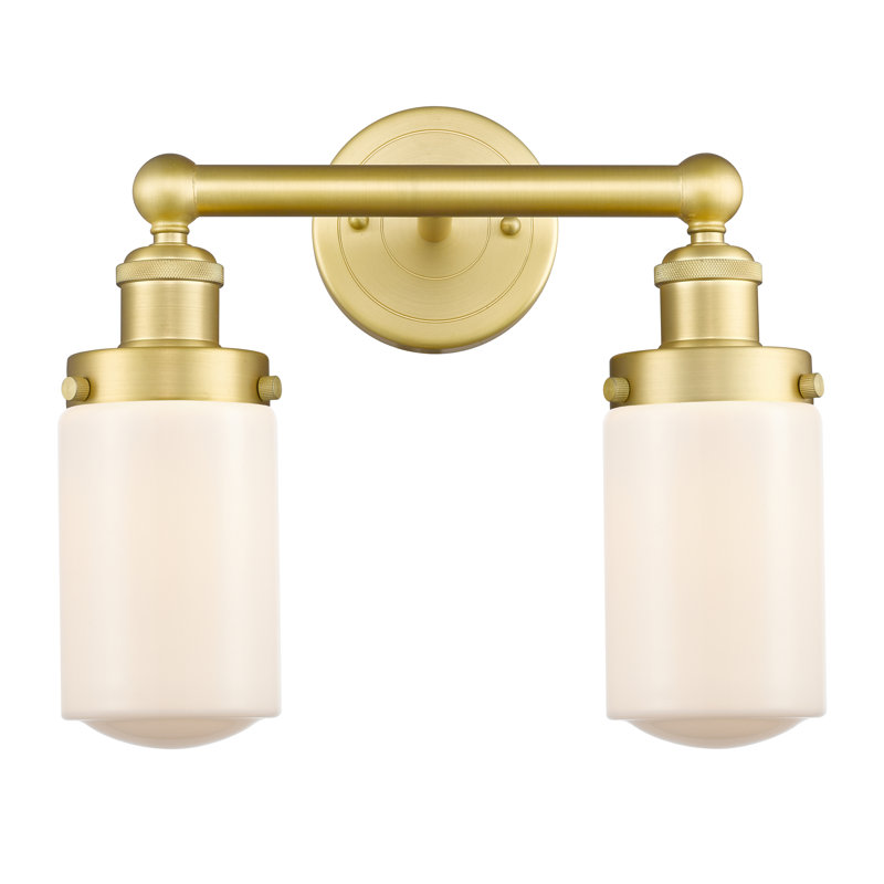 Éclairage pour meuble-lavabo à 2 lumières à intensité variable Erkson, Blanc mat, Or satiné