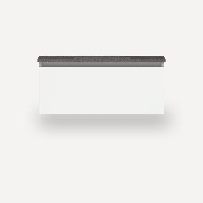 Curated Cartesian 31" Single Bathroom Vanity Set, Stone Gray, White, 37" Width
