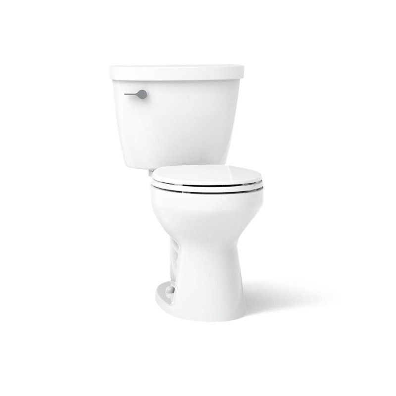 Cimarron 1.6 GPF Round Two-Piece Toilet (Seat Not Included), White, Left-Hand