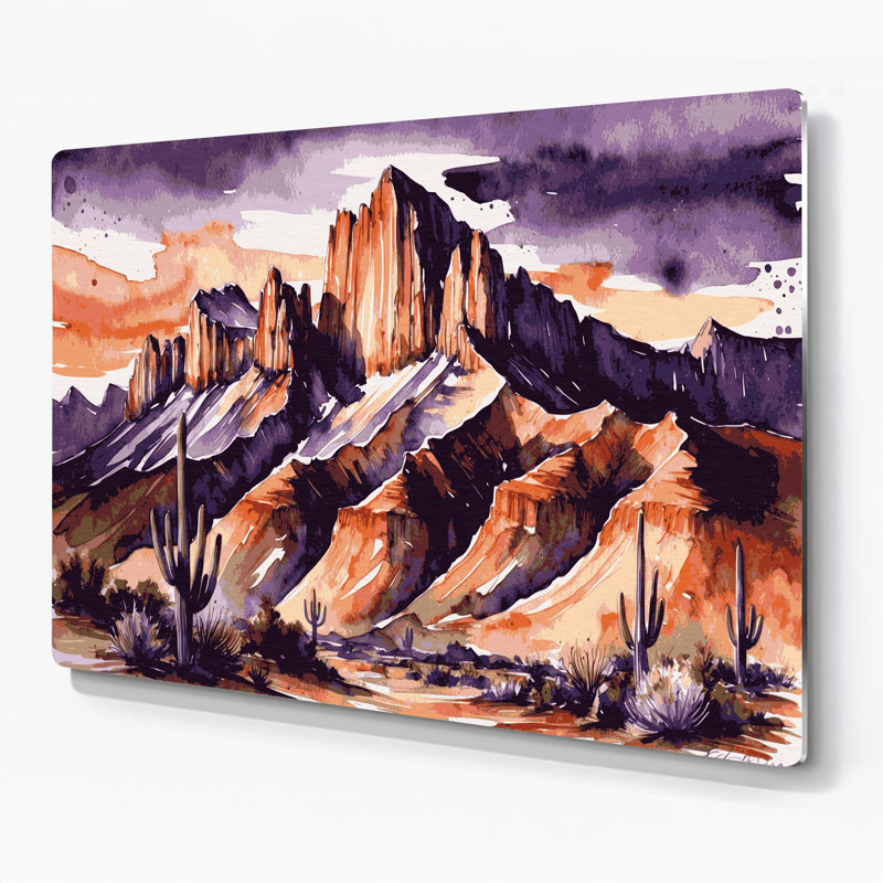 Art mural en métal mauve Southwestern, H 12 po x l 18 po