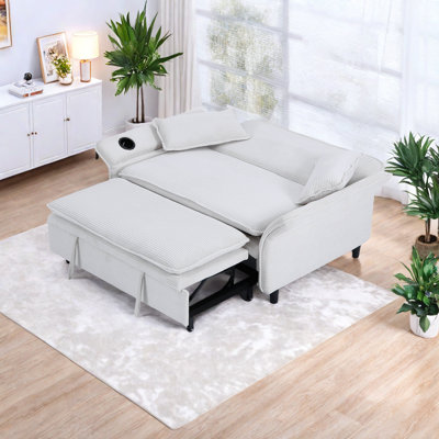 65.74-Inch Letter Striped Fabric Multi-Functional Sofa Bed, Suitable For Bedrooms And Living Rooms. The Armrests And Backrests Are Adjustable.