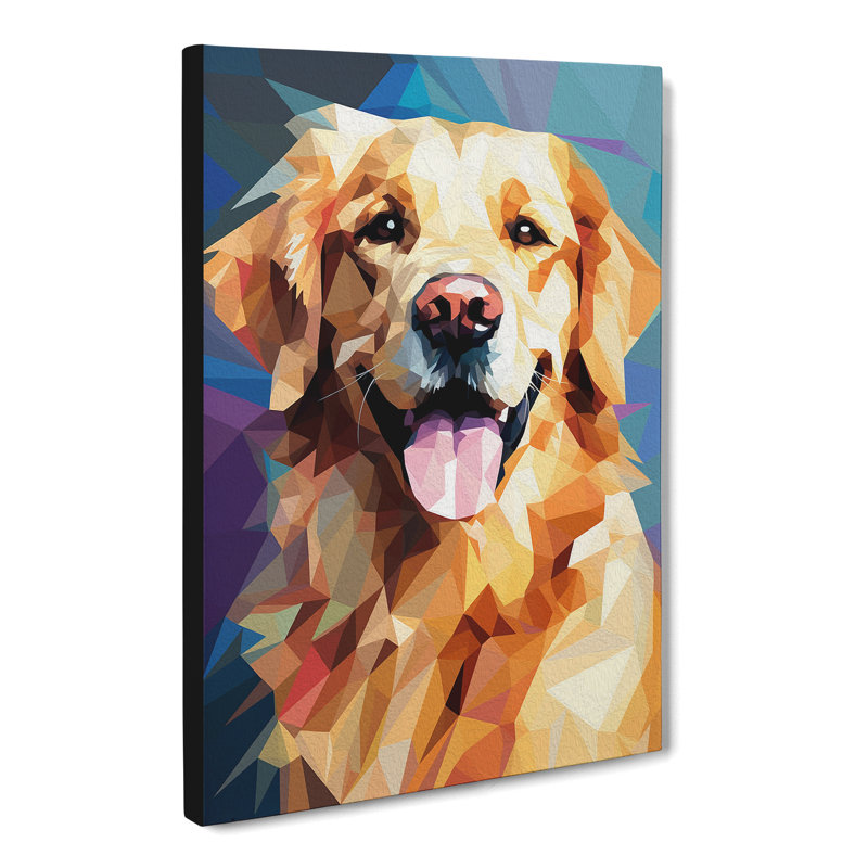 Golden Retriever Geometric - Single Picture Frame Print, 50cm H x 35cm W x 3cm D