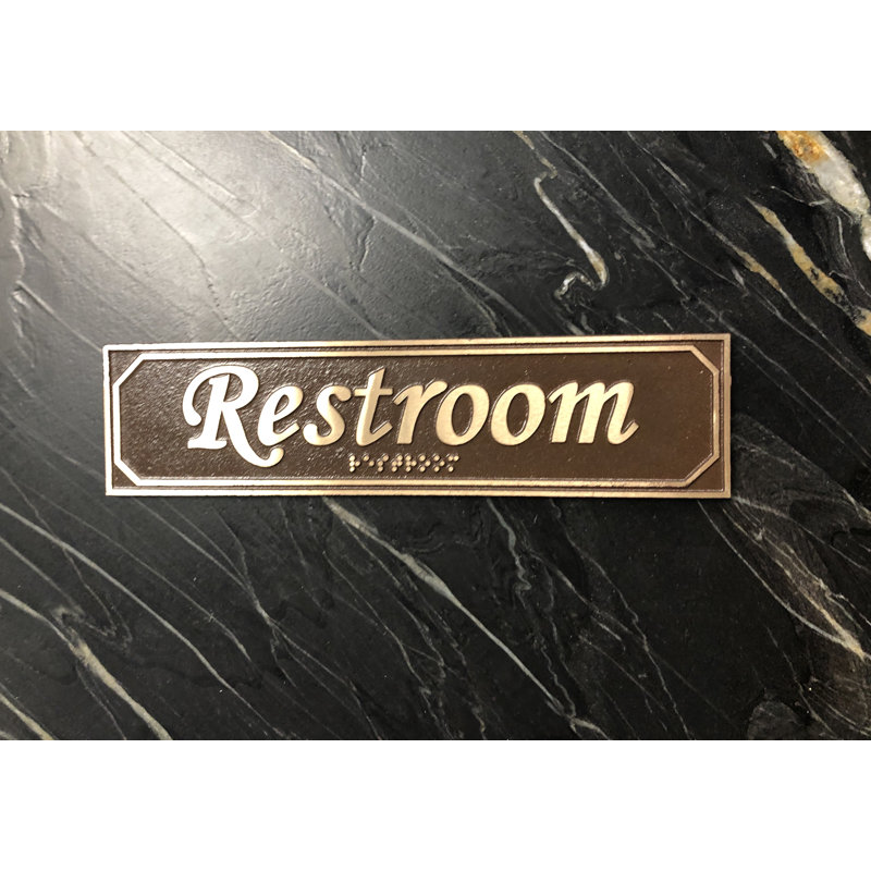 Enseigne de porte pour toilettes avec braille, Laiton poli brun