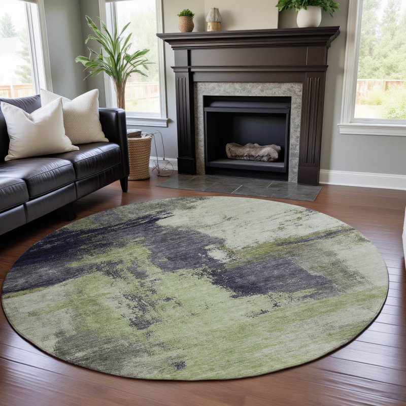 Premium Machine Washable Natoma AMF1068 Modern Rug, Round 8'