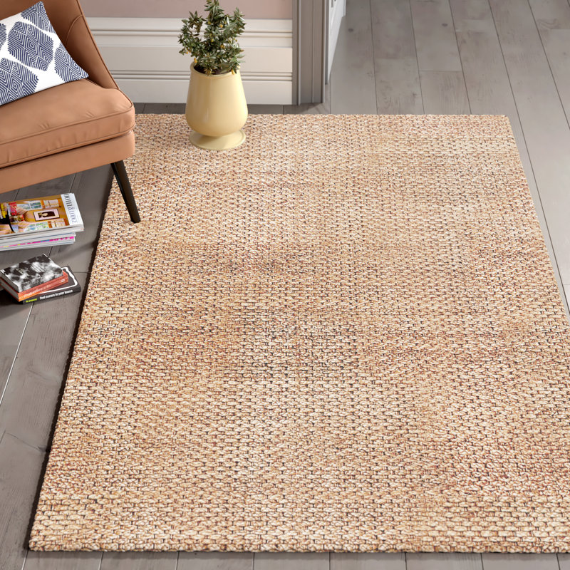 Abram Solid Colour Jute / Sisal Hand Woven Area Rug, Rectangle 122 x 183cm