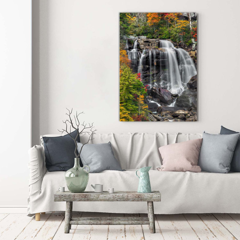 Waterfall In Autumn - Wrapped Canvas Print