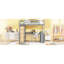 Lit mezzanine double avec échelle, tablettes et bureau, gris-291246583-291246576