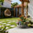 21 in. Large Stone Gray(Upgraded Interior) Concrete Round Planter / Pot Ribbed Design Planter Bowl with Drainage Hole-617532059-617532058