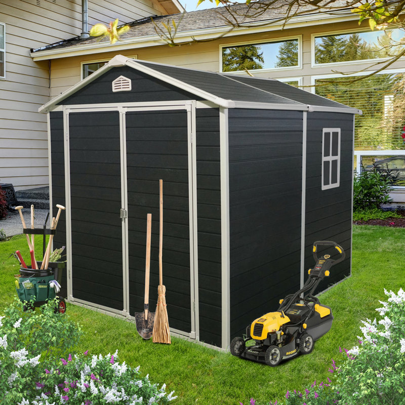 Ensemble de remise pour l'extérieur 6 pi x 8 pi - parfait pour ranger les meubles de patio, noir
