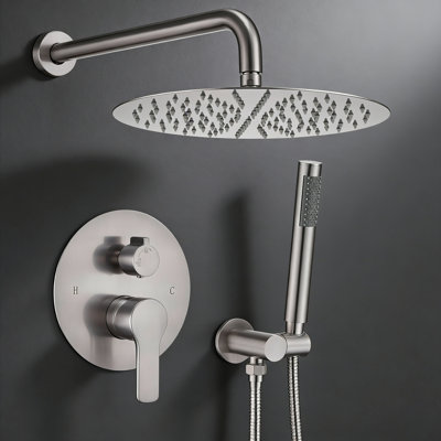 Wall Mounted Shower Faucet Set， 12 Inches Rain Shower Head And Handheld, Shower Trim Kit Contain Pressure Balance Valve