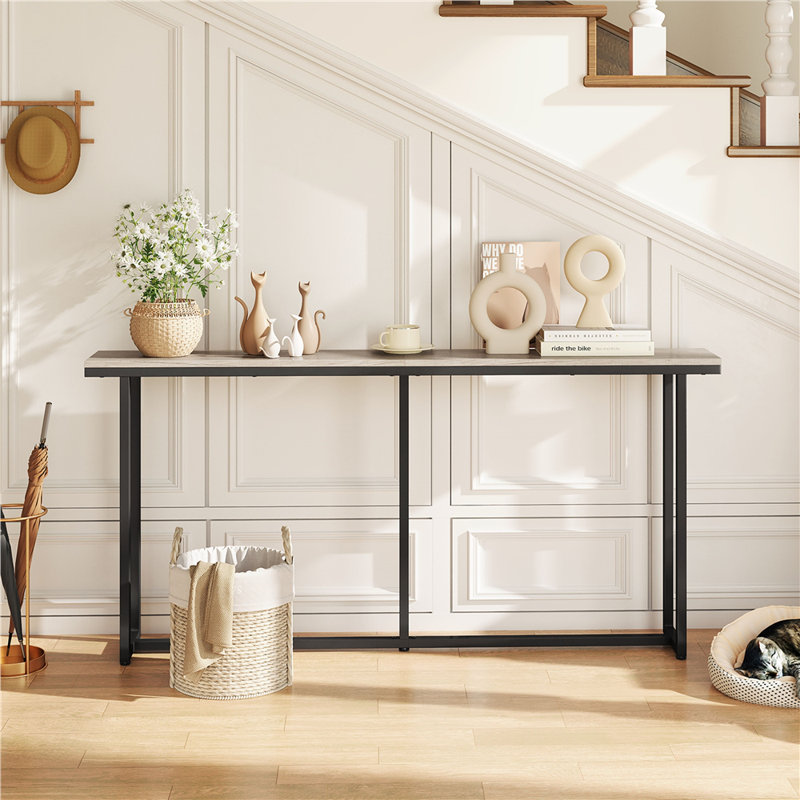 Console moderne à rallonge pour hall d'entrée, H 32 po x l 63 po x P 8 po, Gris