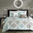 Aqua Reversible Quilt Set With Embroidered Pillows