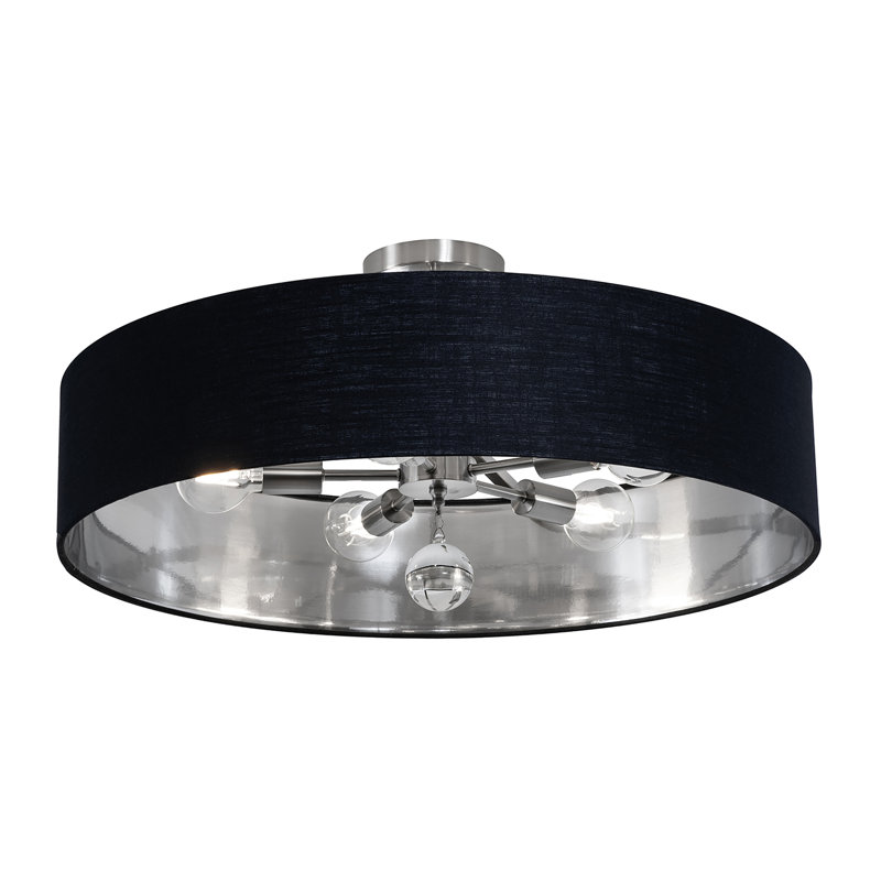 Luminaire suspendu Woodvale - 30 po, Noir / argent, Nickel satiné