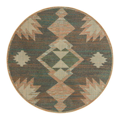  Tapis d'intérieur / extérieur en polypropylène tissé à la machine Barnesville multicolore / bleu / brun / orange / vert