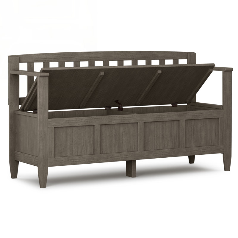 Brooklyn 48"W Solid Wood Contemporary Entryway Storage Bench with Lift-Up Lid, Dark Coffee Brown