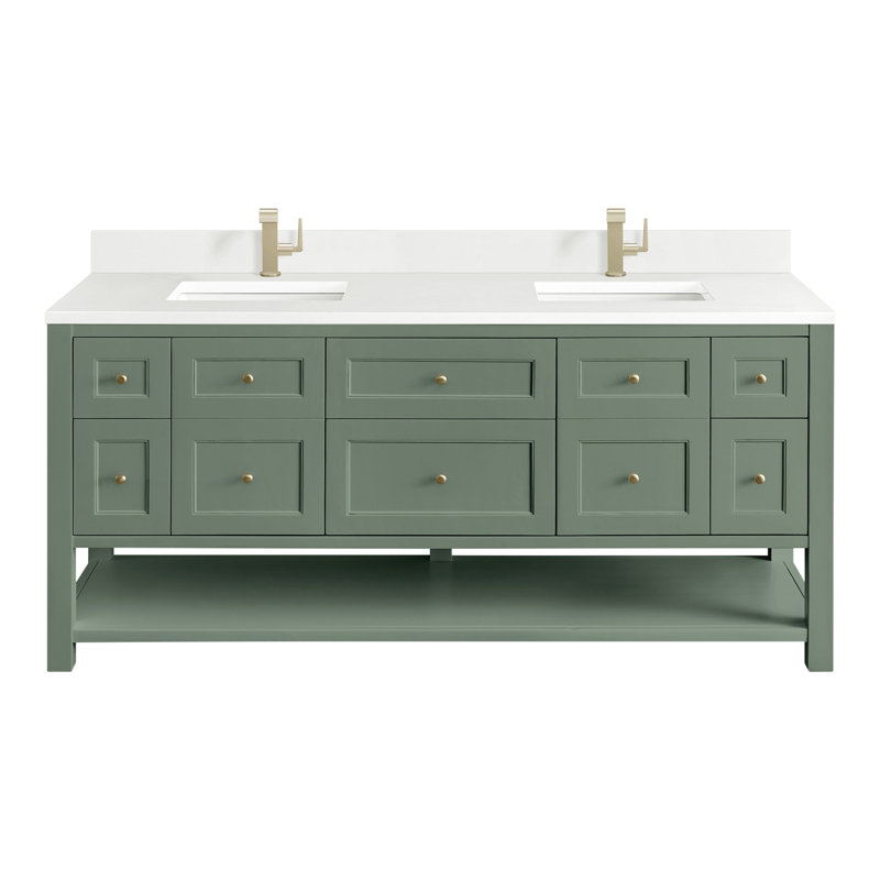 Breckenridge 72'' W Double Vanity, Smokey Celadon, White Zeus, Single-Hole