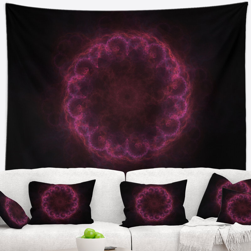 Tapisserie florale florale radiale foncée, H 32 po x l 39 po
