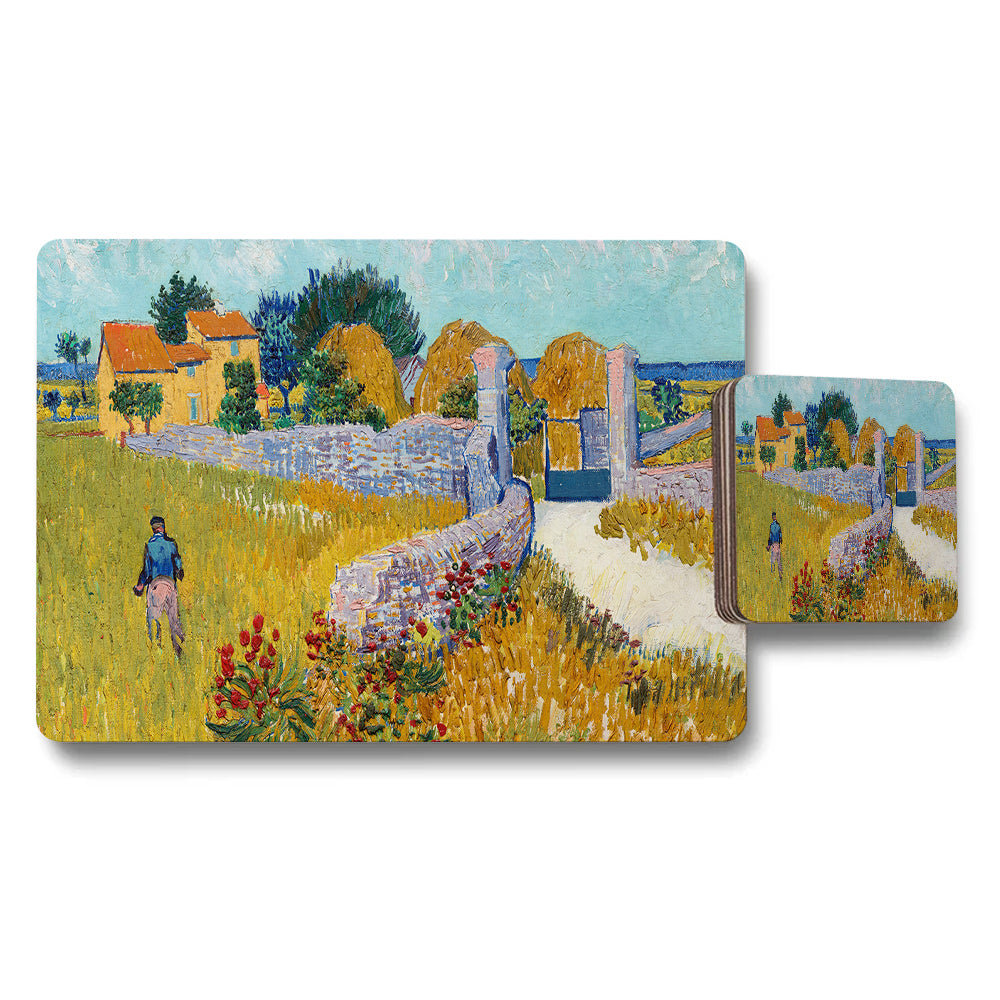 Impressionist Countryside Landscape Placemat And Coaster Set
