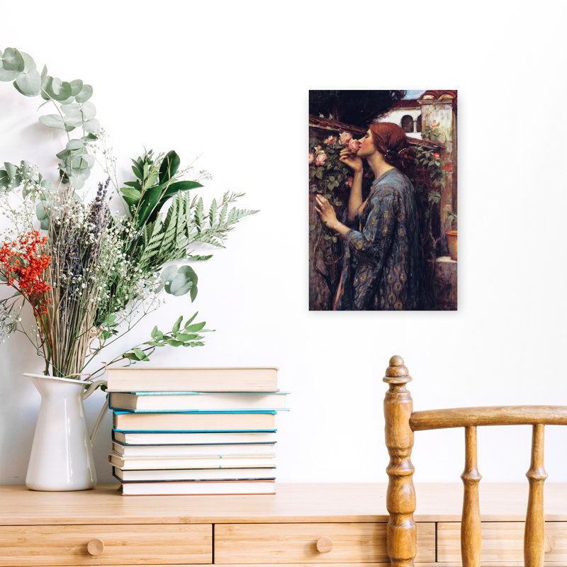 The Soul Of The Rose Classic Abstract Orchid Violet Rose Summer Landscape Wall Art Print by John William Waterhouse - Wrapped Canvas Print