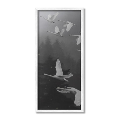 Flying Swan Flock Framed Giclee Art by Nene Thomas