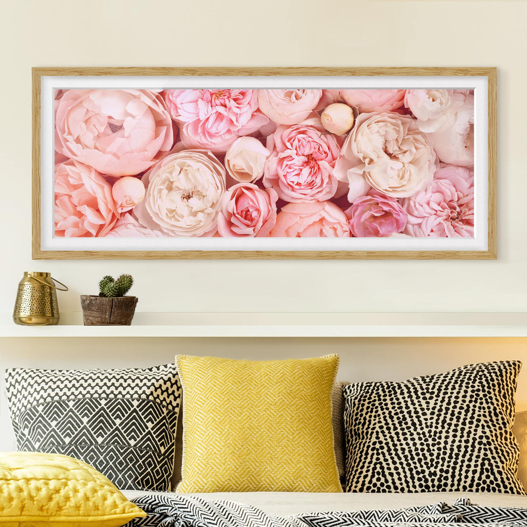 Gerahmter Grafikdruck Roses Coral Shabby