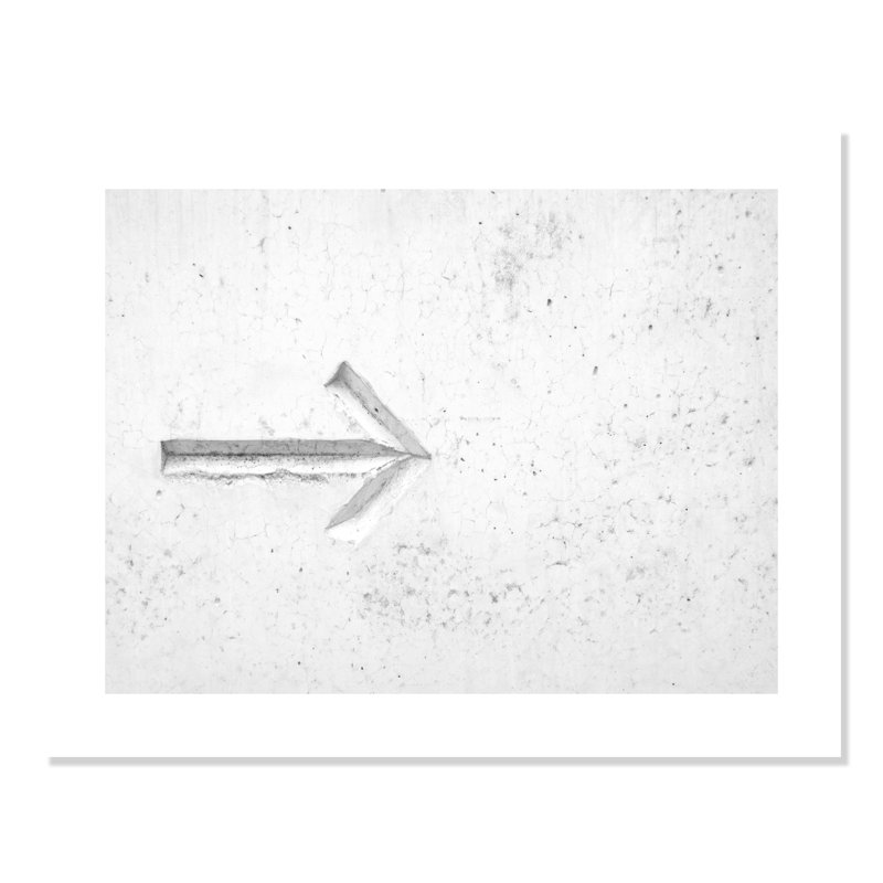 " Arrow On White " by Nik, No Mat, 13" H x 15" W x 0.75" D, Black Slim Frame