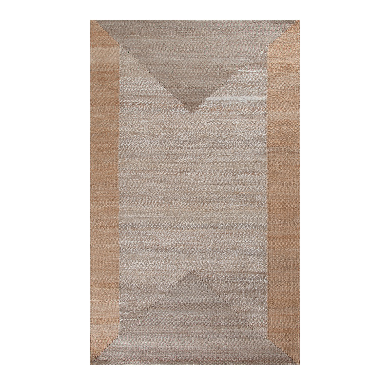 Tapis brun en jute / sisal tissé à plat à la main Zinia, Rectangulaire 8 pi x 10 pi