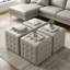 Repose-pieds cubique capitonné 100% cuir véritable Phabian-125360055
