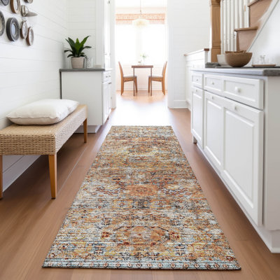 Premium Machine Washable Ducote AMF1143 Global Rug