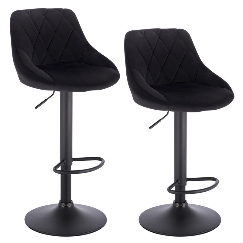 Paynter Swivel Upholstered Adjustable Height Counter Stool with Metal Frame, Black