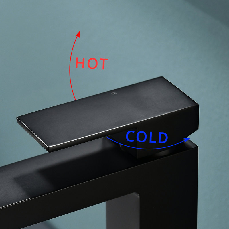 Mélangeur de robinet de salle de bain noir mat avec remplissage en céramique et fonction de mélange à chaud en laiton massif de style classique