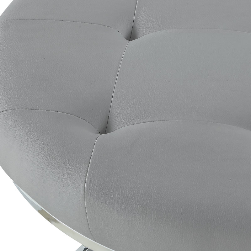 Ensemble de 2 repose-pieds gigognes en cuir Carlotta avec cadre en acier inoxydable poli, Similicuir gris, Chrome