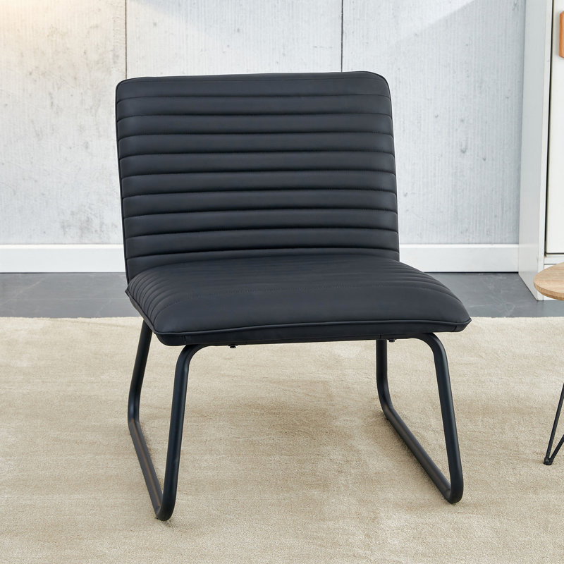 Canapé moderne sans accoudoirs avec dossier en polyuréthane et pieds en métal, Noir, noir, noir, noir, Noir, noir, noir, noir
