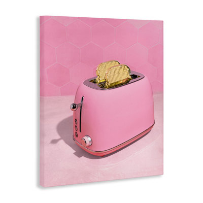 Toaster doré sur toile rose, design par Lish Creative