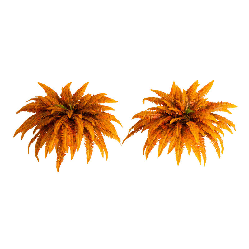 48 po Fougère de Boston automne artificielle - ensemble de 2, Orange, H 21 po x l 21 po x P 48 po