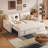 Creamy white Chenille Modular Sofa bed cushion couch With Storage-1326032214
