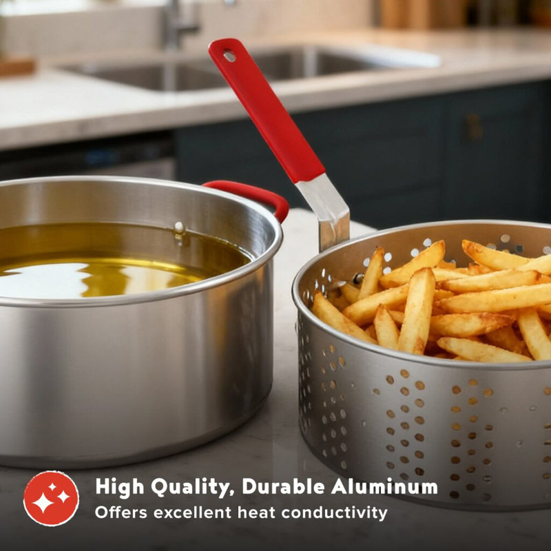 Megamaster 10.5qt Aluminum Fish Fryer Pot Kit, Outdoor 50,000 Btu Propane Deep Fryer With 5 Psi Regulator, 5" Thermometer, Ideal For Chicken Wings, Seafood, French Fries - 840-45012