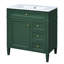 Meuble-lavabo de 30 po avec lavabo en céramique de style moderne, 3 tiroirs, organisateur de porte d'armoire, glissières de tiroir en métal lisse et pieds romains exquis pour le tiroir à 2 pointes décoratives, poignée texturée et solide
