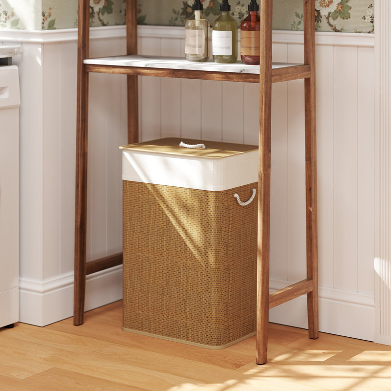 HOMCOM Bamboo Laundry Basket with Lid Laundry Hamper 72L Brown