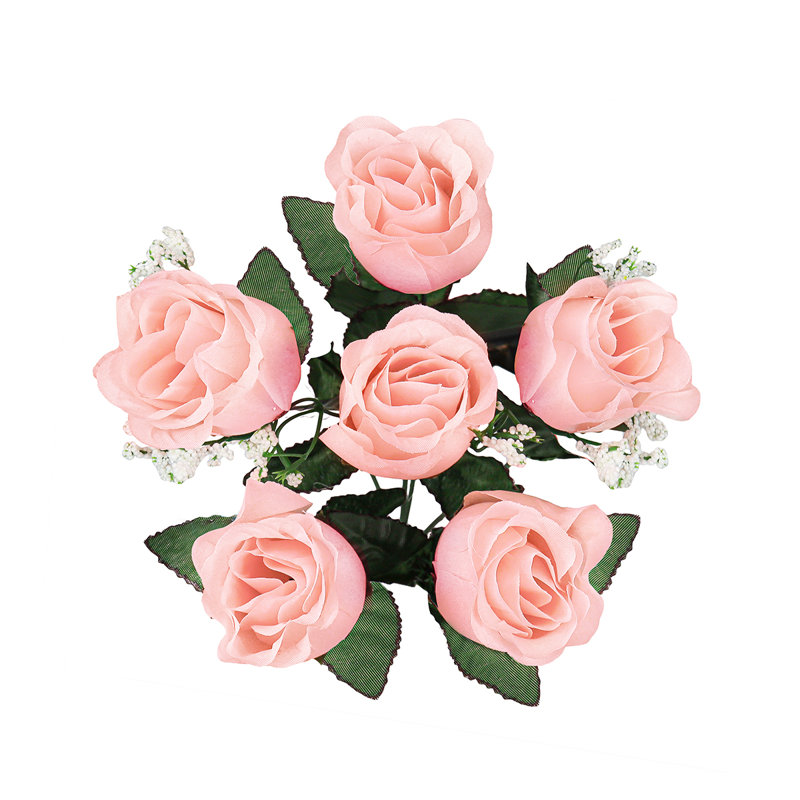 Bouquet de roses artificielles, Pêche rose