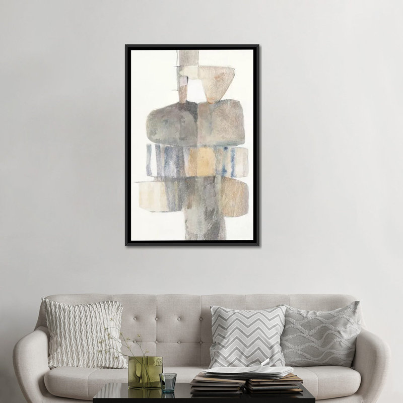 Stepping Stones - Reproduction sur toile tendue, H 26 po x l 18 po x P 1,5 po, Toile encadrée noire, Pas de tapis
