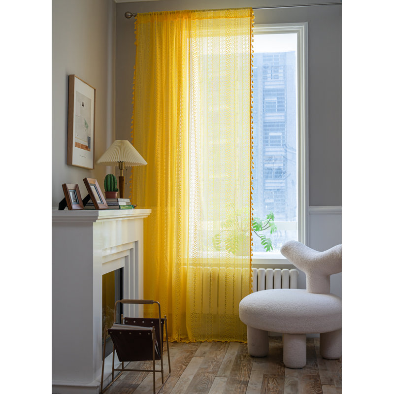 Mely Linen Curtain, 59" W x 63" L, Yellow