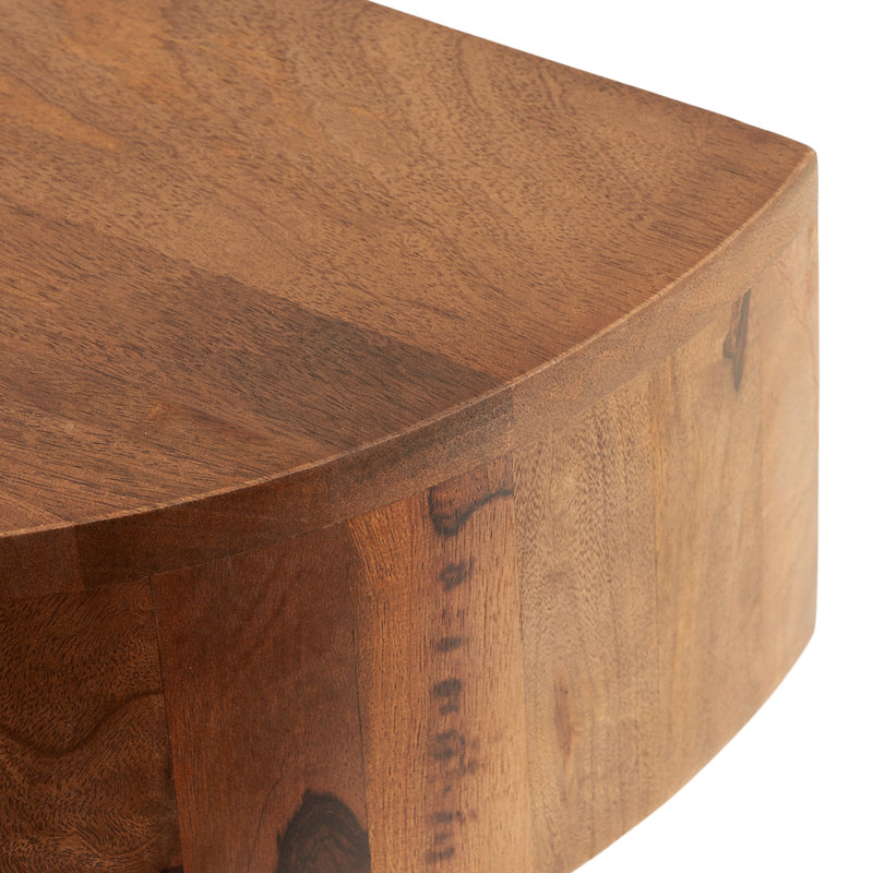 Lought Solid Wood End Table, Dark Brown Wood