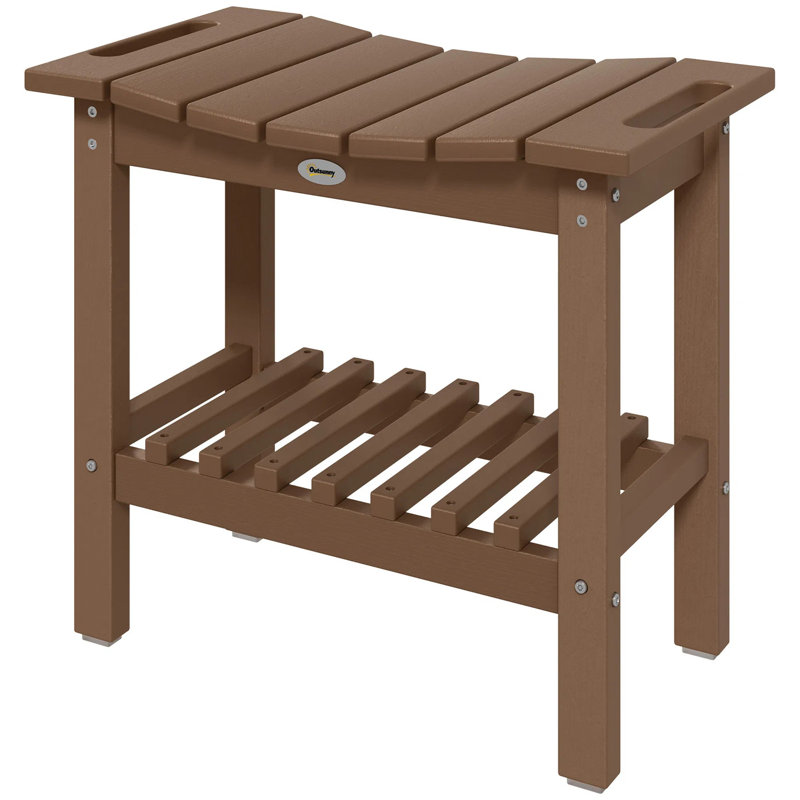 2‑tier Outdoor Shower Bench, All‑weather Durable Multipurpose Seating Storage Stool For Courtyard Garden Indoor Bathroom Daily Use