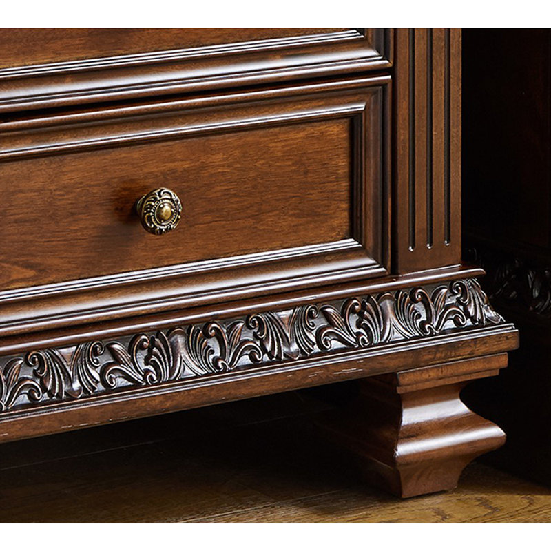 Commode d'appoint sculptée couleur noyer