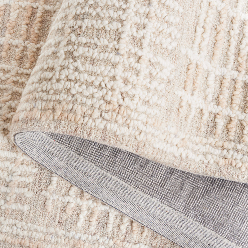 Tapis en laine / coton touffeté à la main Arwen brun clair / ivoire, Rectangle 9 pi x 12 pi