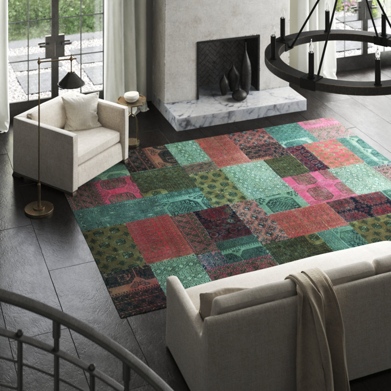 Afghan Hand Woven Wool Patchwork Area Rug