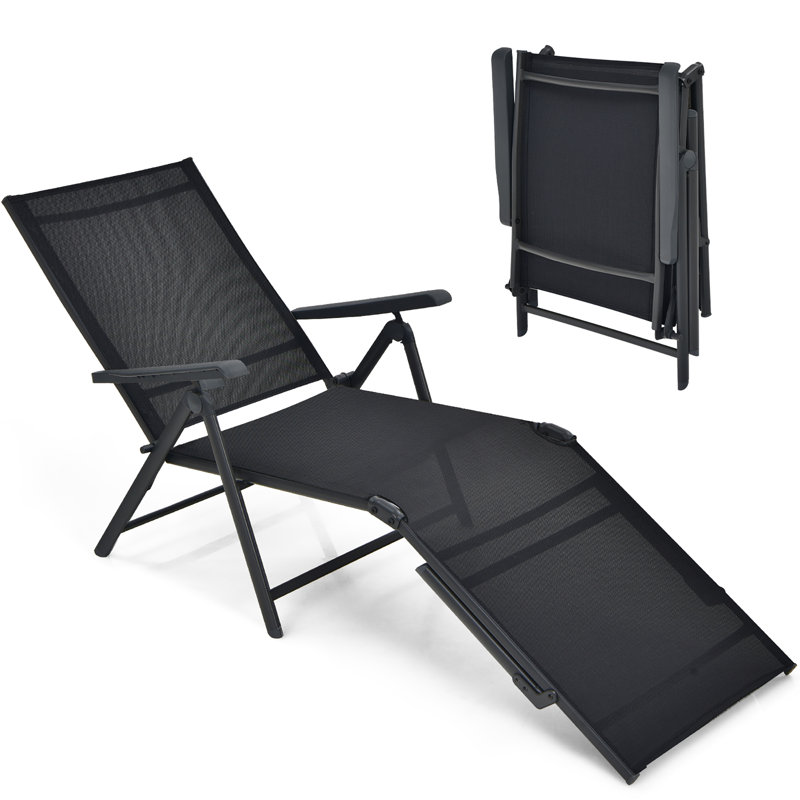 Kemyra Outdoor Metal Chaise Lounge, Black, 1 Piece